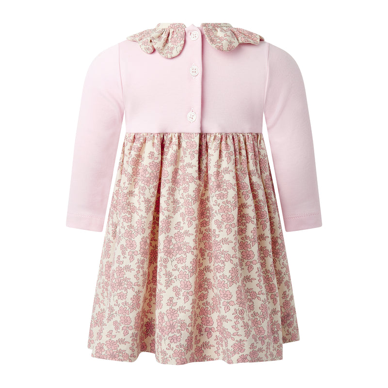 Pink Floral Frill Collar Dress