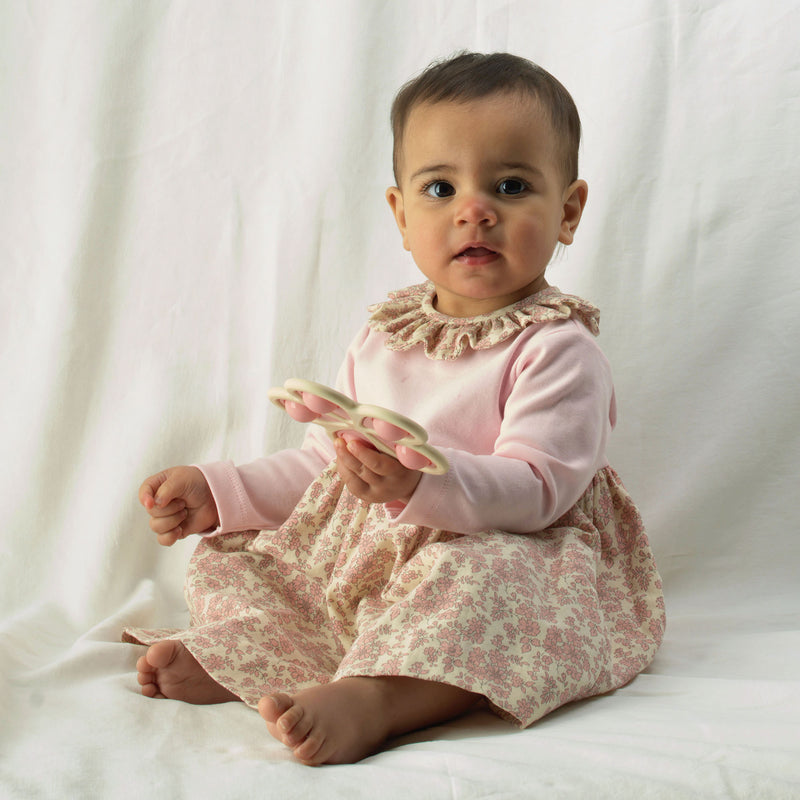 Pink Floral Frill Collar Dress