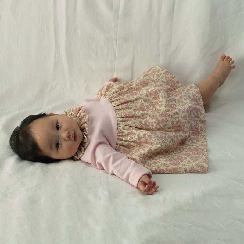 Pink Floral Frill Collar Dress