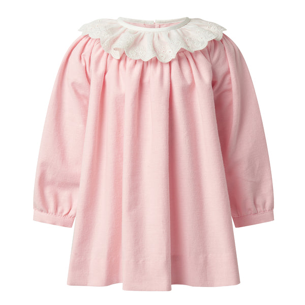 Flannel Dress with Broderie Collar