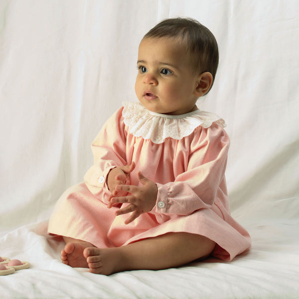 Flannel Dress with Broderie Collar