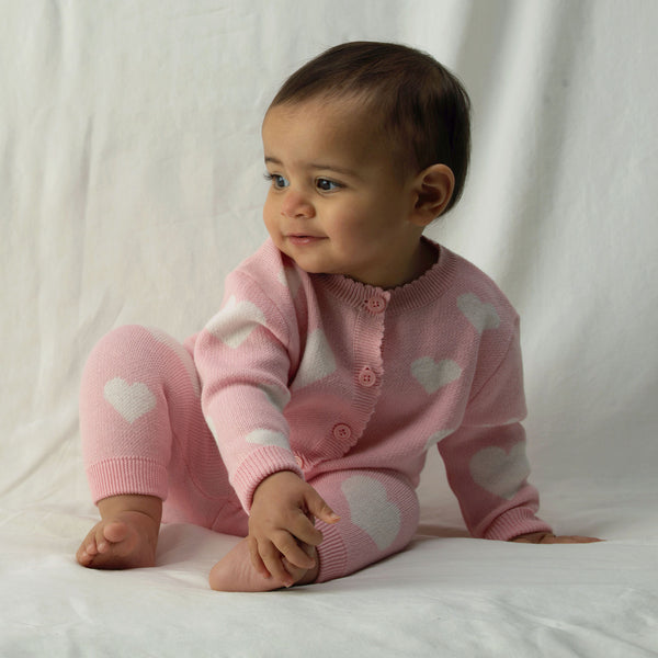 Heart Knit Cardigan & Leggings Set