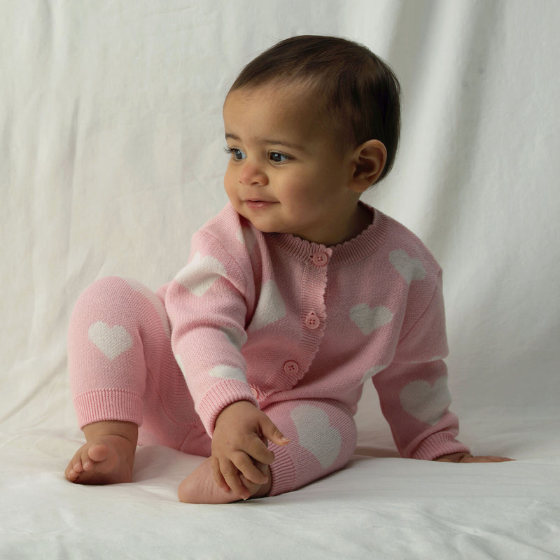 Heart Knit Cardigan & Leggings Set