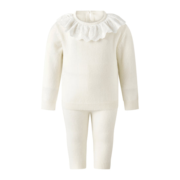 Ivory Cashmere Set with Broderie Collar Rachel Riley US