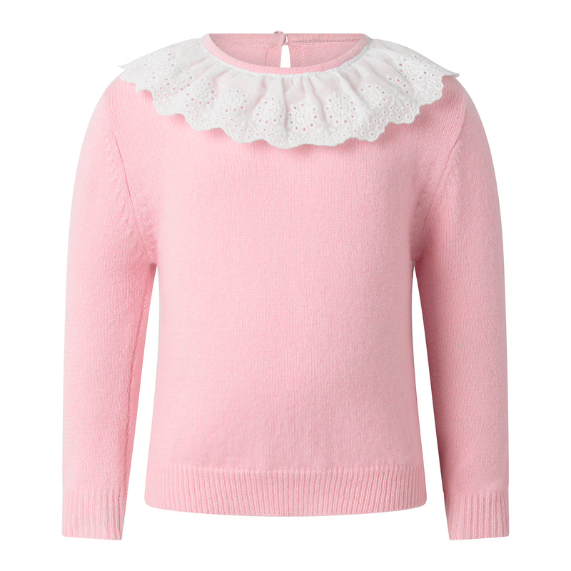 Pink Cashmere Set with Broderie Collar Rachel Riley US
