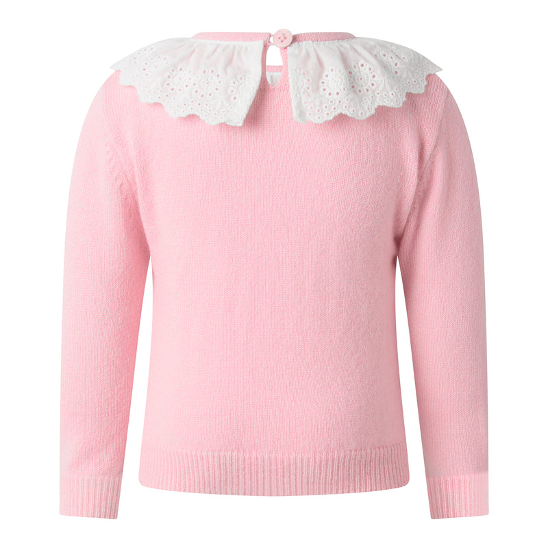 Pink Cashmere Set with Broderie Collar Rachel Riley US