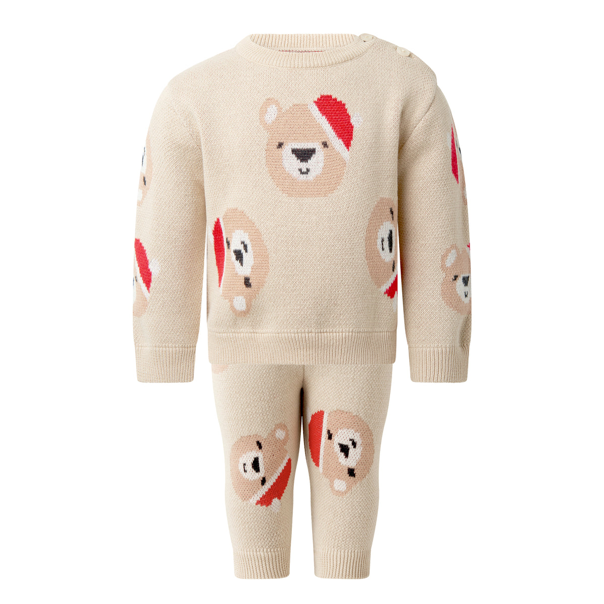Santa Teddy Bear Sweater and Leggings Set