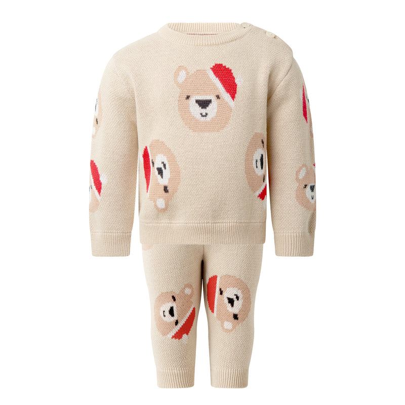 Santa Teddy Bear Sweater and Leggings Set