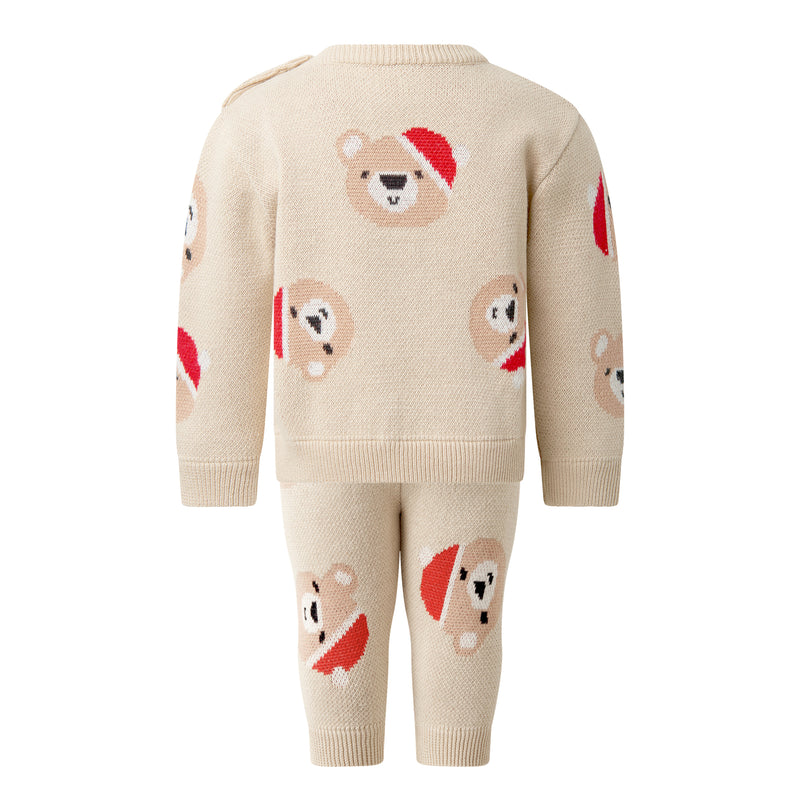 Santa Teddy Bear Sweater and Leggings Set