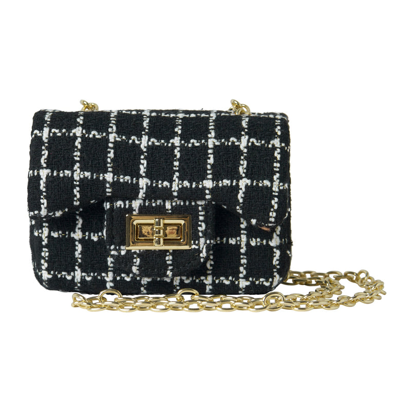 Black & Ivory Tweed Cross Body Bag Rachel Riley US