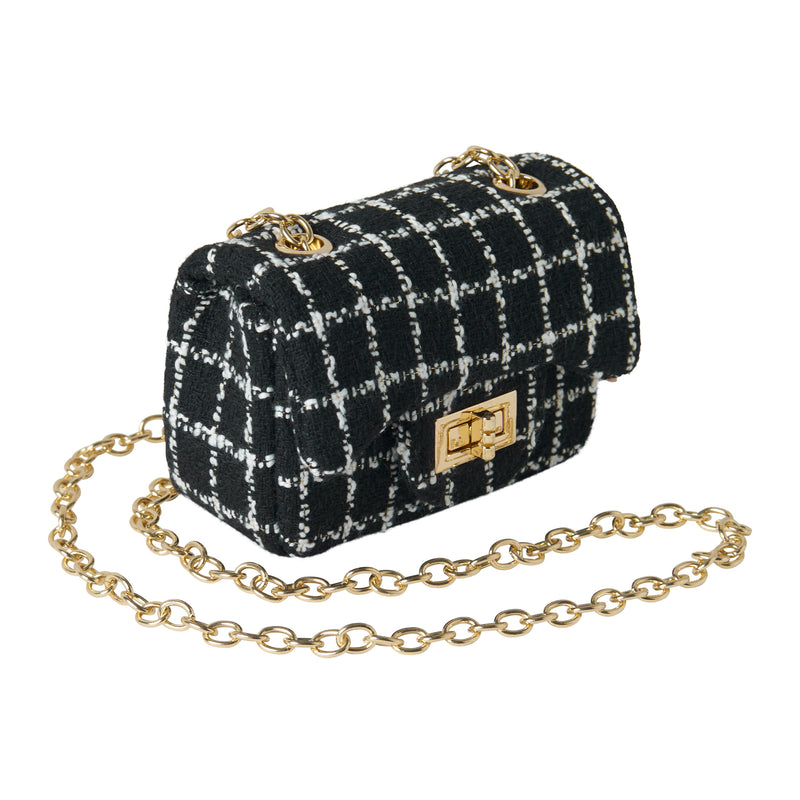 Black & Ivory Tweed Cross Body Bag Rachel Riley US