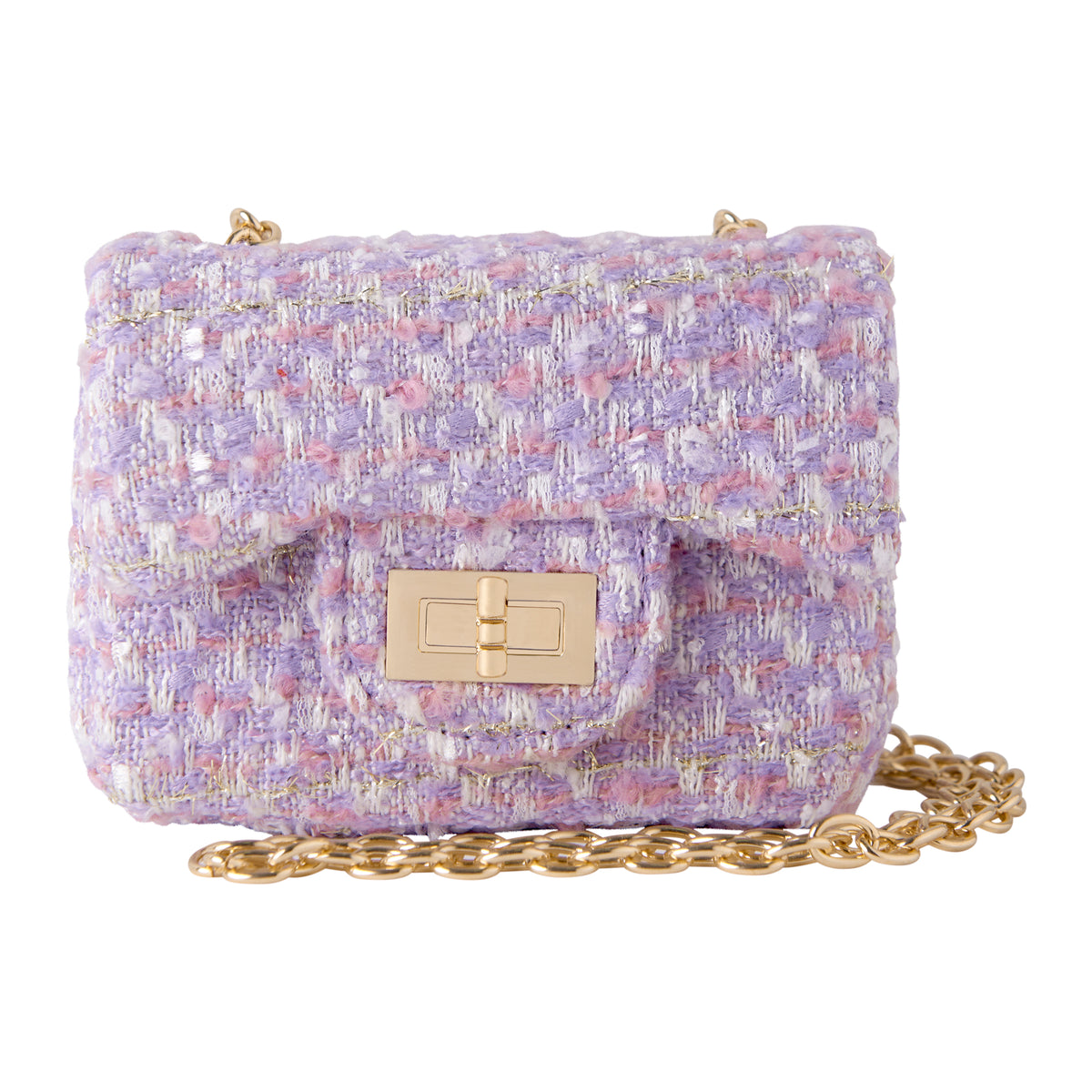 Purple Tweed Cross Body Bag