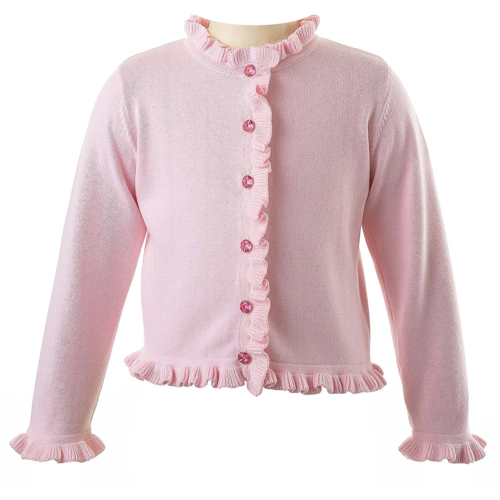 Acka frill hand knit cardigan Pink Frill Cardigan