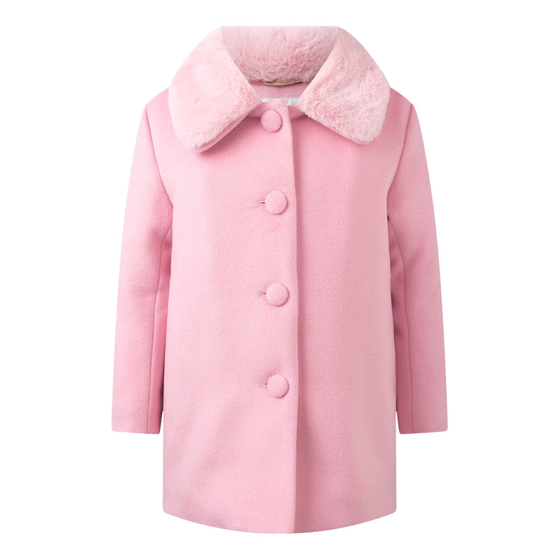 Pink Faux Fur Collar Coat Rachel Riley US