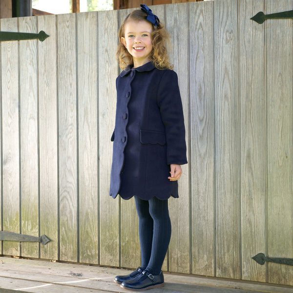 Navy Scalloped Dress Coat Rachel Riley US