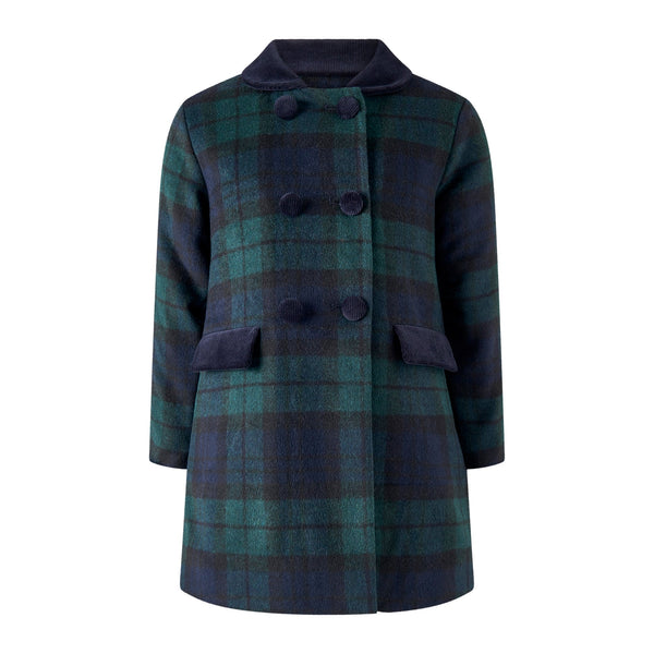 Blackwatch Plaid Velvet Trim Coat Rachel Riley US