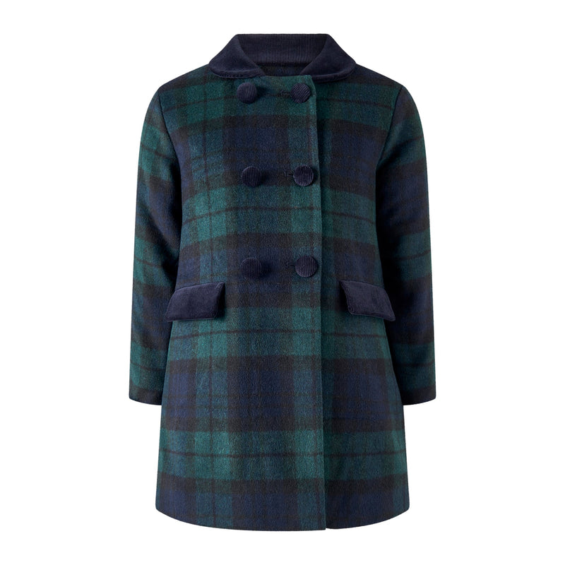 Blackwatch Plaid Velvet Trim Coat Rachel Riley US