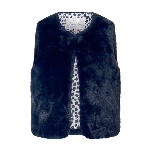 Navy Faux Fur Vest