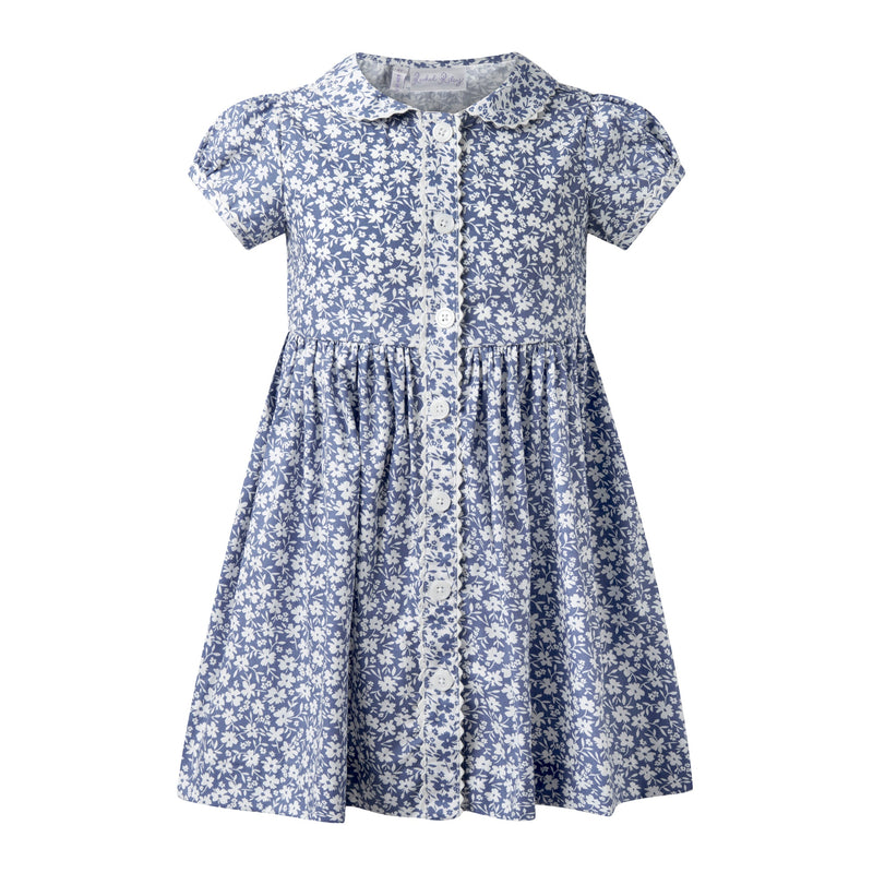 Blue Floral Button-Front Dress Rachel Riley US