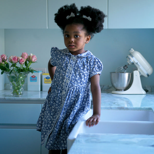 Blue Floral Button-Front Dress Rachel Riley US