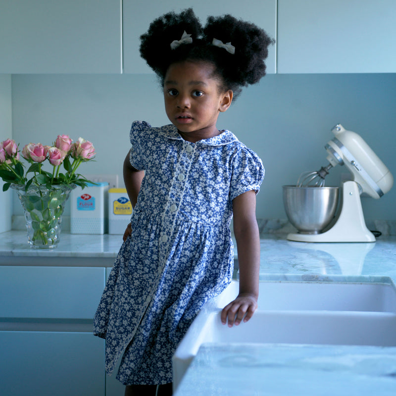 Blue Floral Button-Front Dress Rachel Riley US