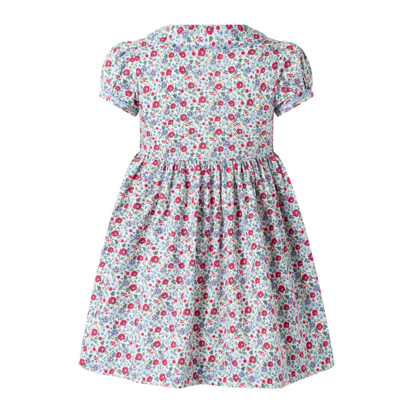 Blue Ditsy Floral Button-Front Dress
