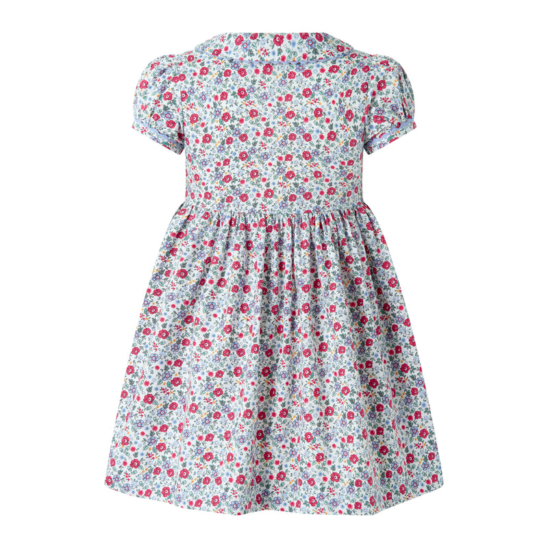 Blue Ditsy Floral Button-Front Dress
