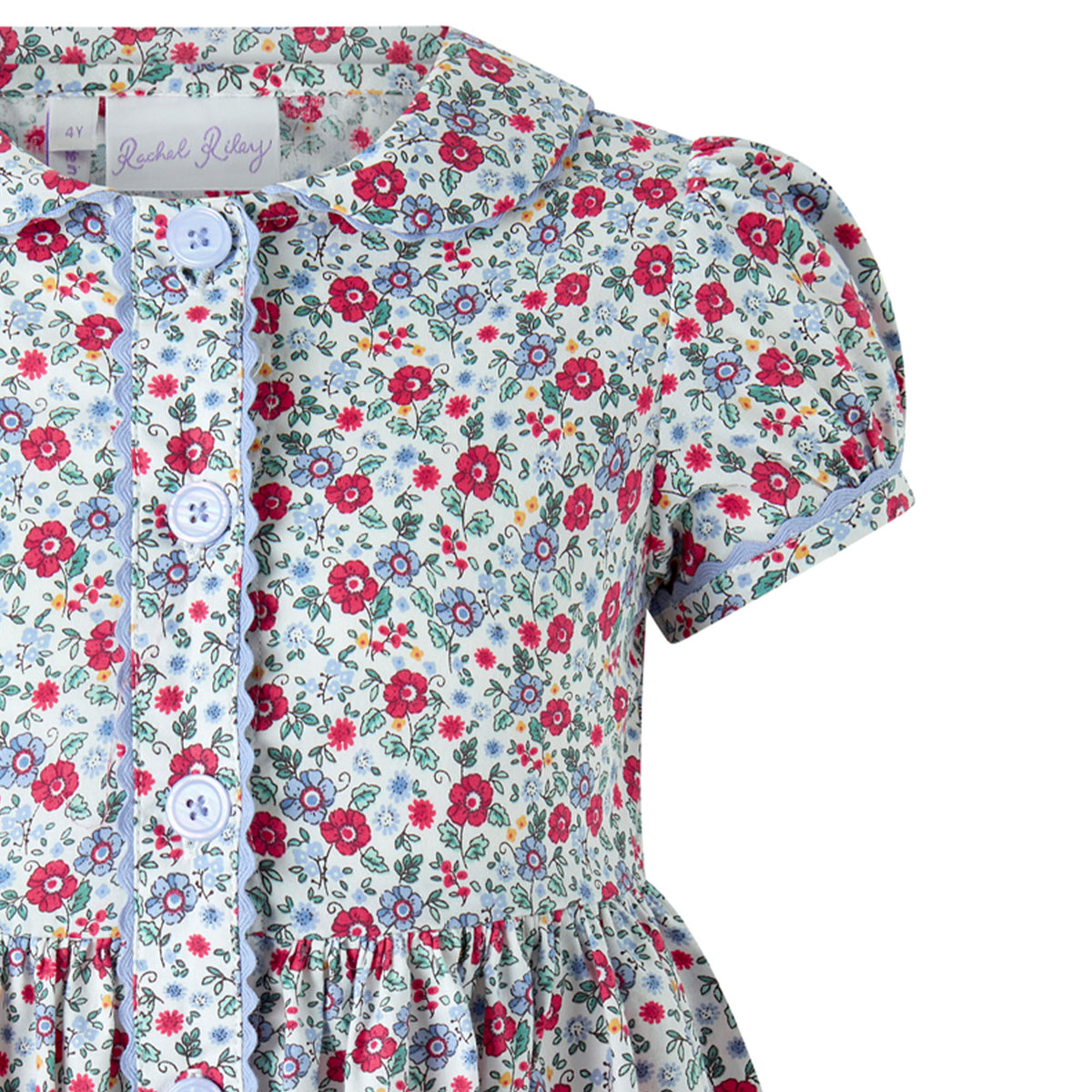 Blue Ditsy Floral Button-Front Dress Rachel Riley US
