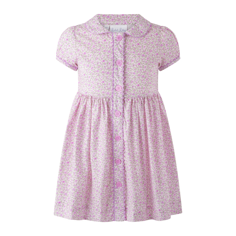 Purple Ditsy Floral Button-Front Dress