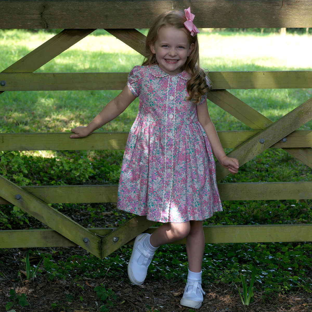 Pink Floral Button-Front Dress Rachel Riley US