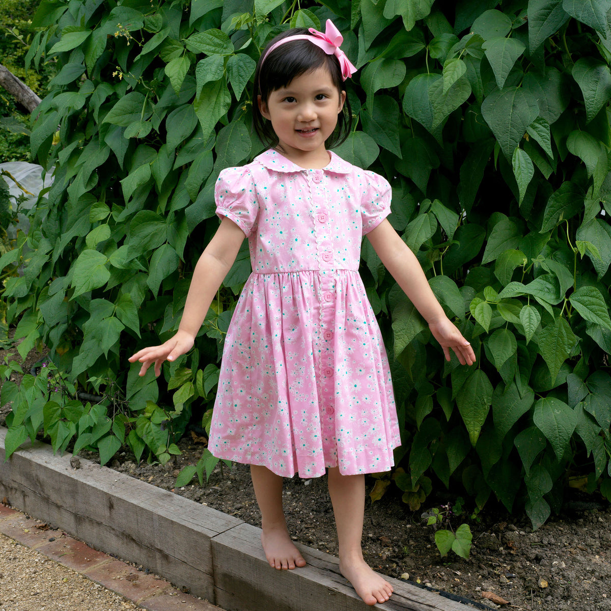 Pink Daisy Button-Front Dress Rachel Riley US