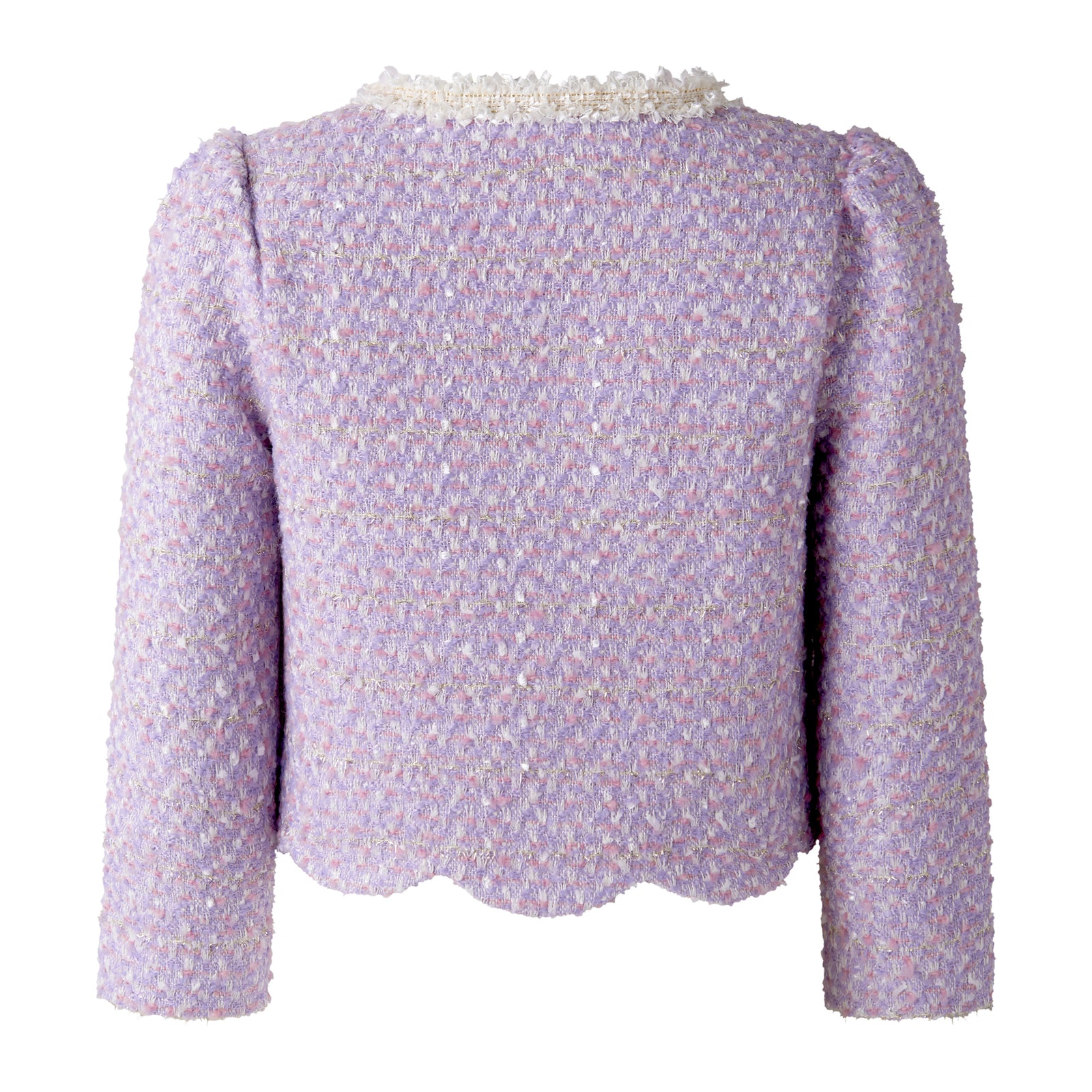 Purple Tweed Scalloped Skirt Set