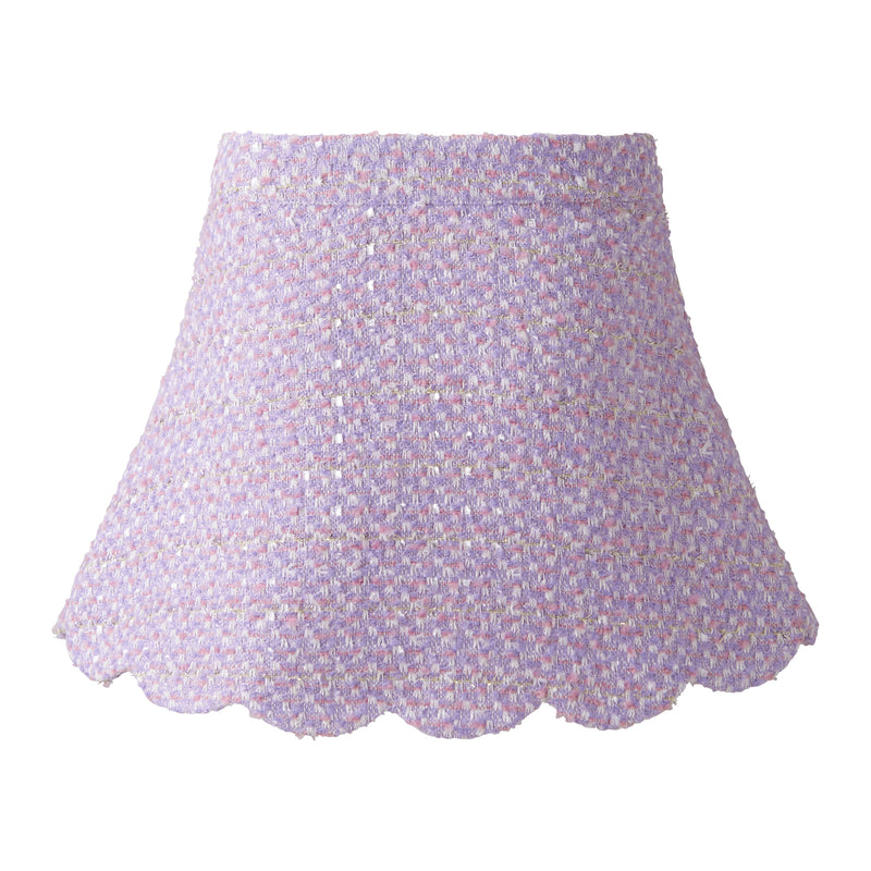 Purple Tweed Scalloped Skirt Set