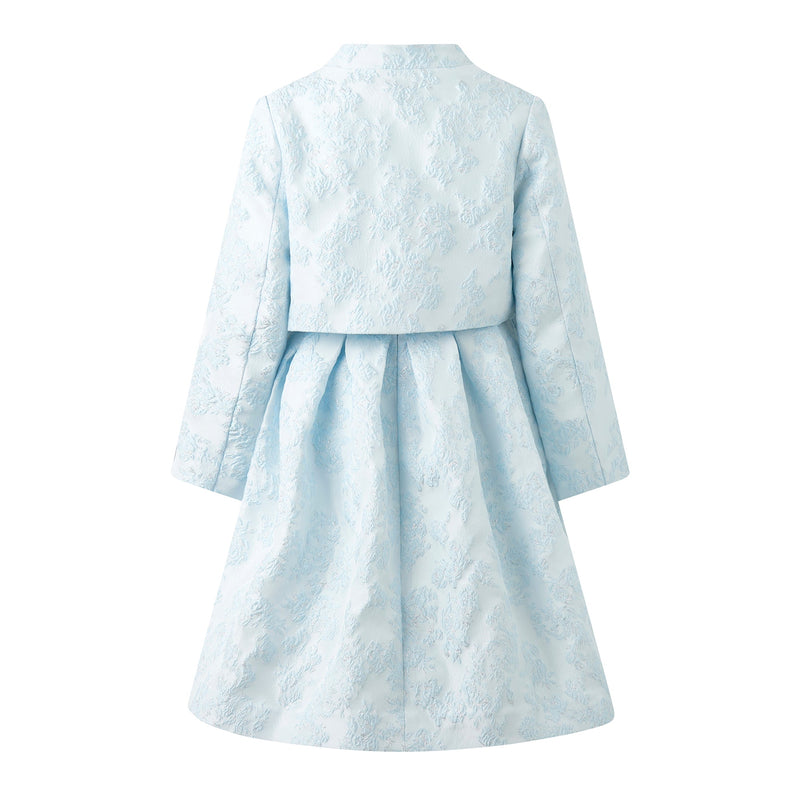 women blue damask dress BURU Exclusive Blue Damask Ashbourne Midi Dress Blue Damask / S