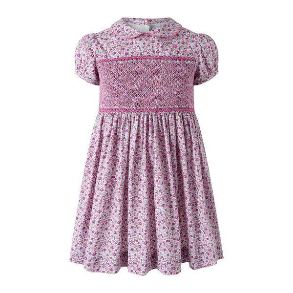 Purple Ditsy Floral Smocked Dress 2y