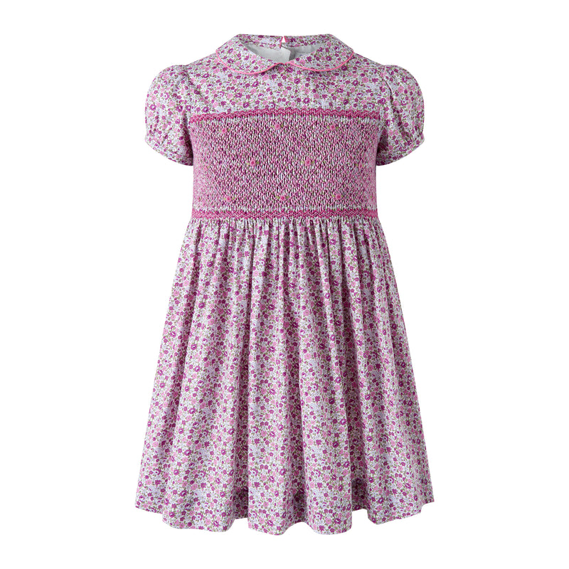 Purple Ditsy Floral Smocked Dress 2y