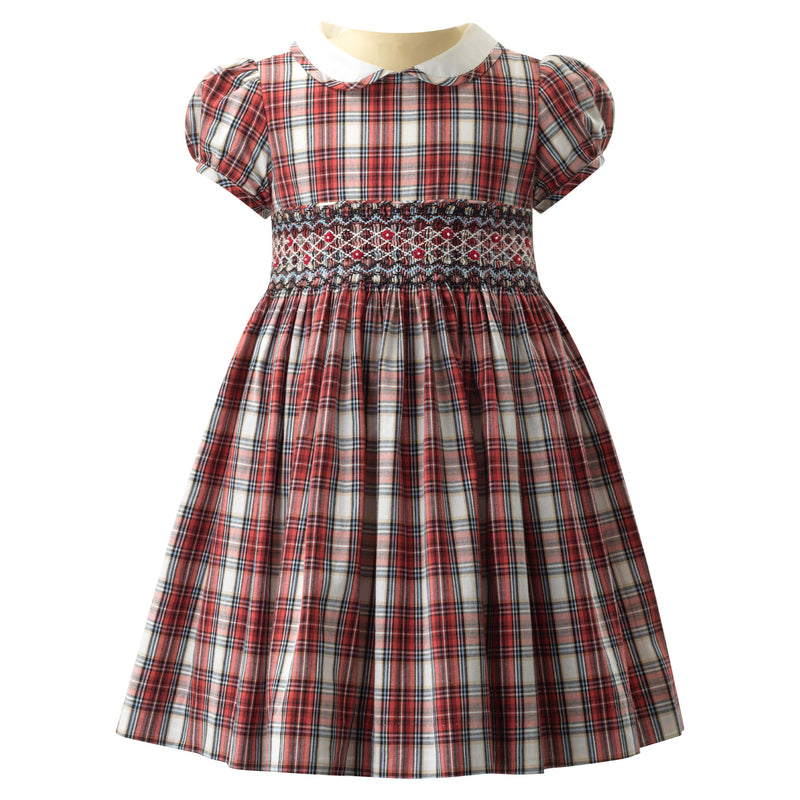 Peter Pan Collar Tartan Smocked Dress Rachel Riley US Peter Pan Collar Tartan Smocked Dress Rachel Riley US