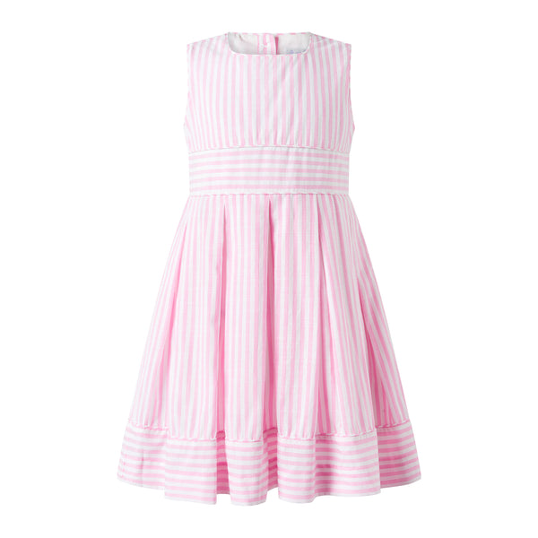 pink and white vertical striped dress Pink And White Vertical Stripe Spaghetti Strap Barbie Same Style 1950S Vintage Dress, Pink / M