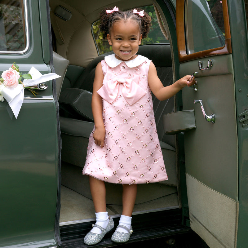 rachel riley sequin dress Rachel Riley Girls' Peter Pan Collar Sequin Party Dress - Little Kid, Big Kid - Pink