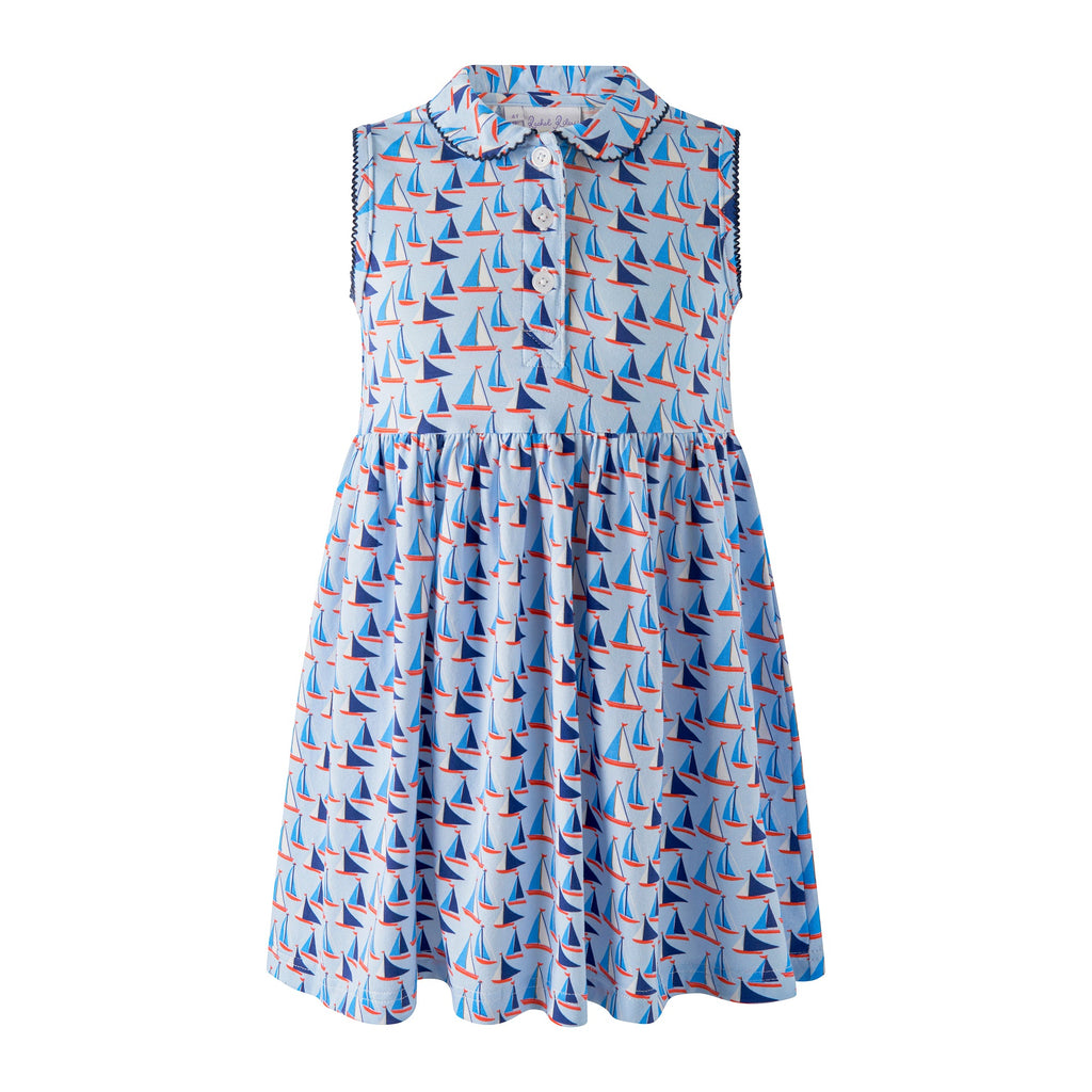 Rachel Riley Sailboat Jersey Dress in Blue at Nordstrom, Size 6 Uk