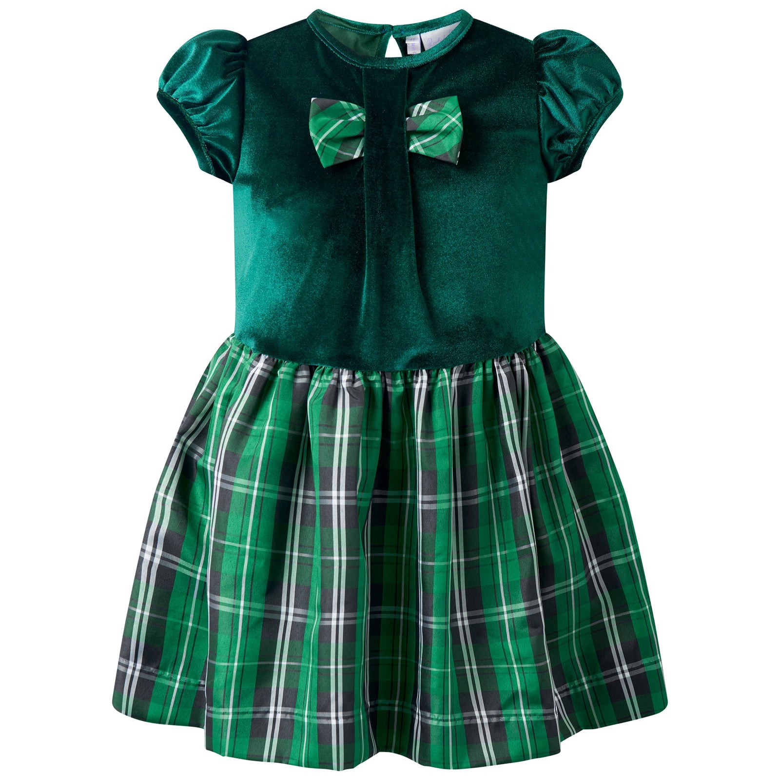 Green Velvet Check Party Dress 4y