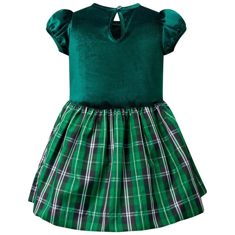 Green Velvet Check Party Dress Rachel Riley US