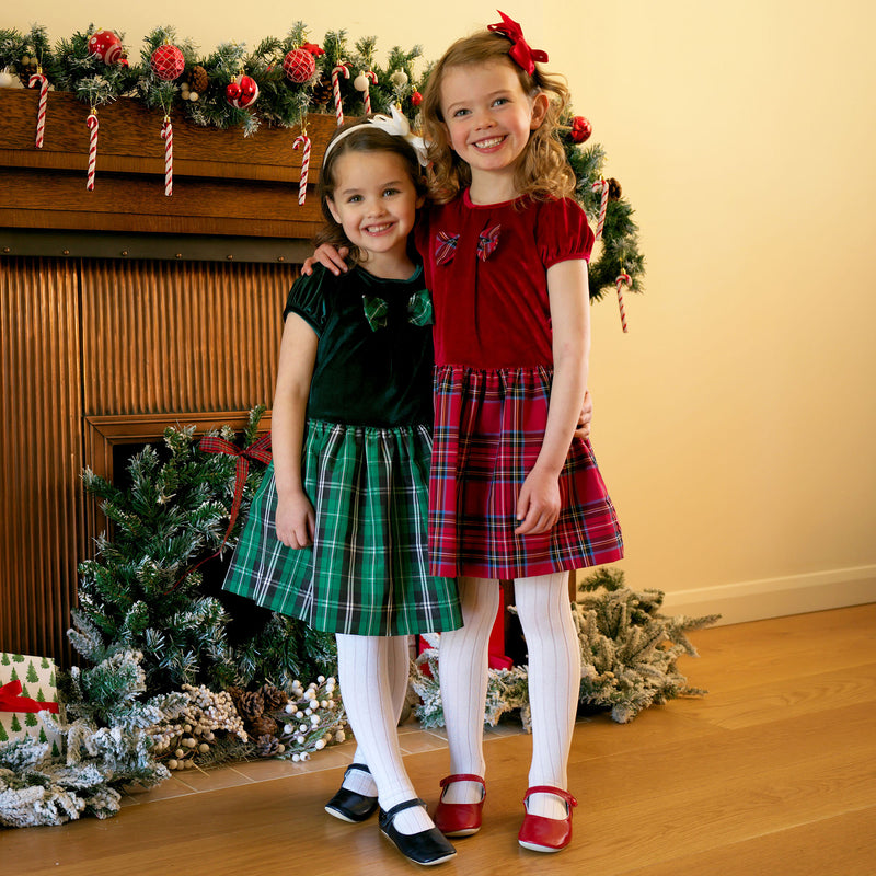 Green Velvet Check Party Dress Rachel Riley US