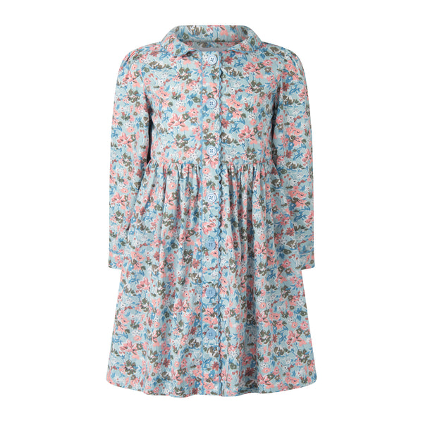 Blue Floral LS Button-front Dress Rachel Riley US