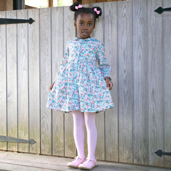 Blue Floral LS Button-front Dress Rachel Riley US