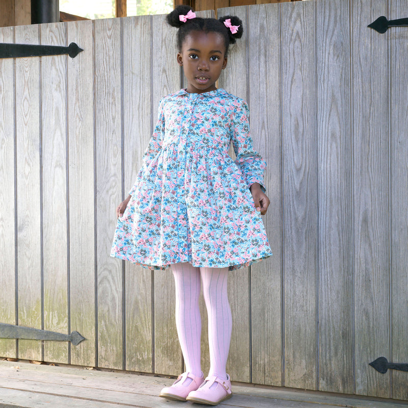 Blue Floral LS Button-front Dress Rachel Riley US