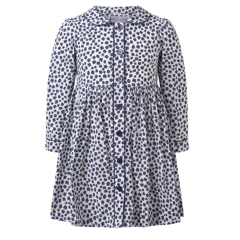 Navy Floral LS Button-front Dress Rachel Riley US