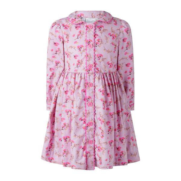 Pink Floral Foxglove Button-Front Dress Rachel Riley US