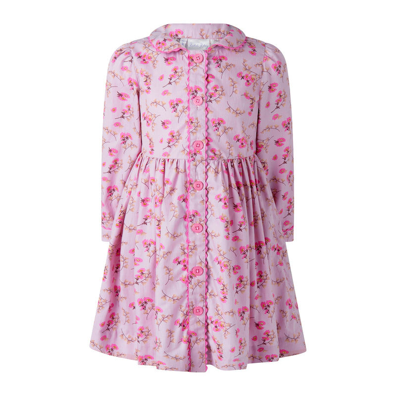 Pink Floral Foxglove Button-Front Dress Rachel Riley US