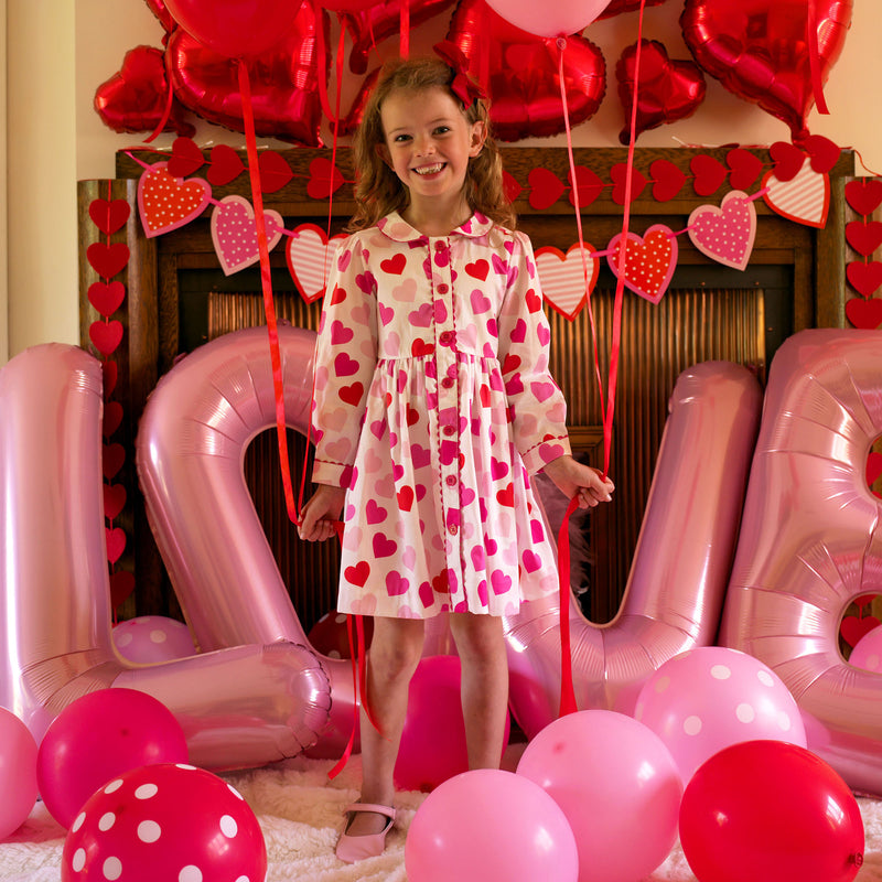 Scatter Heart Button Front Dress